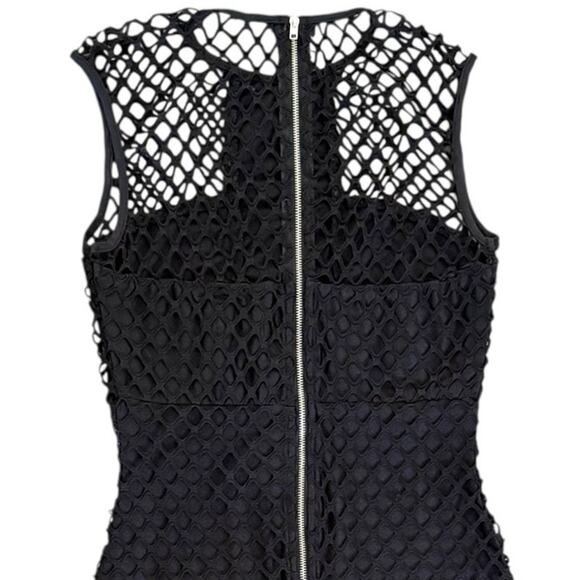 Call Me Eden Black Mesh Overlay Midi Dress Womens Size Small Office Siren - Picture 4 of 10